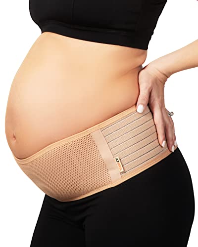 AZMED Maternity Belly Band for Pregnant Women Pregnancy Must Haves Belly Support Band for Abdomen Pelvic Waist Back Pain Adjustable Maternity Belt All Stages of Pregnancy Postpartum Beige 0 belly baby and beyond