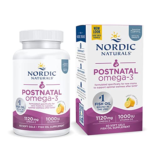 Nordic Naturals Postnatal Omega 3 Lemon 60 Soft Gels 1120 Total Omega 3 1000 IU Vitamin D3 Formulated for New Moms Supports Optimal Wellness Positive Mood Healthy Metabolism 30 Servings 0 belly baby and beyond