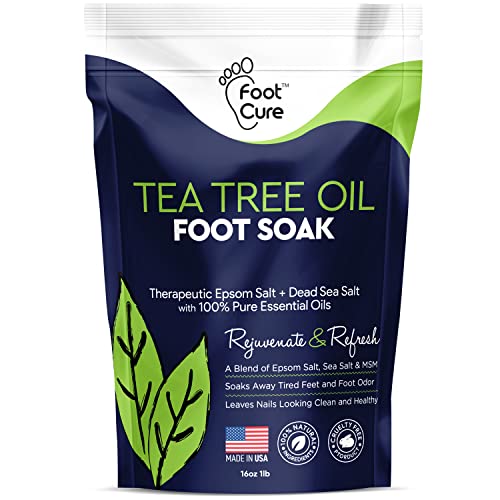 Tea Tree Oil Foot Soak with Epsom Salt For Toenail Repair Athletes Foot Softens Calluses Soothes Sore Tired Feet Nail Discoloration Foot odor Scent Spa Pedicure Foot Care Made in USA 16 oz 0 belly baby and beyond