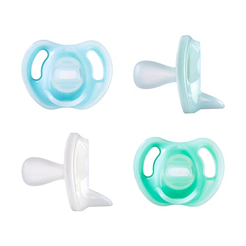 Tommee Tippee Ultra Light Silicone Pacifier Symmetrical One Piece Design BPA Free Silicone Binkies 0 6m 4 Count 0 2 belly baby and beyond