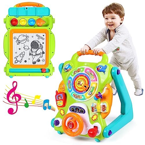 3 in 1 Baby Walker for Boy Girls Sit to Stand Toy Activity Center Drawing Board Infant Toys for 1 Year Old Birthday Gifts 9 12 18 Months 2 3 Year Old Kid Toddler Push Toy Musical Sound Light Effect 0 belly baby and beyond