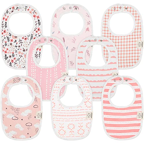 8 Pack Organic Baby Bibs for Girls Boys Teething Baby Bibs for Boy Girl Newborn Bibs for Baby Girl Boy Sweet Charm 0 belly baby and beyond