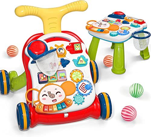 CUTE STONE Sit to Stand Learning Walker 2 in 1 Baby Walker Early Educational Child Activity Center Multifunctional Removable Play Panel Baby Music Learning Toy Gift for Infant Boys Girls 0 belly baby and beyond