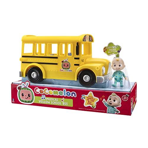 CoComelon Official Musical Yellow School Bus Plays Clips from Wheels on The Bus Featuring Removable JJ Figure Character Toys for Babies Toddlers and Kids 0 belly baby and beyond