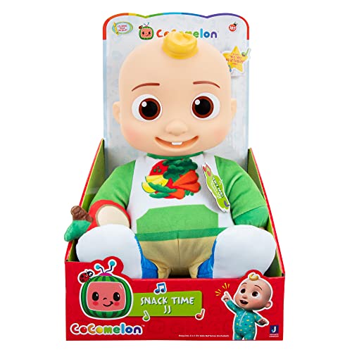 CoComelon Snack Time JJ Plush Doll Features JJ Doll with Red Apple Plush Plays Sounds Phrases and Clips of Yes Yes Vegetables Song Toys for Kids Toddlers and Preschoolers 0 belly baby and beyond