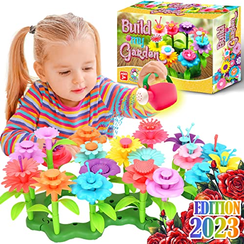 FunzBo Flower Garden Building Toys for Girls STEM Toys Preschool Children Educational Activity Gardening Playset for Girls Stacking Toys for Toddlers 3 4 5 6 7 8 9 Year Old Girl Gifts Ideas 0 belly baby and beyond