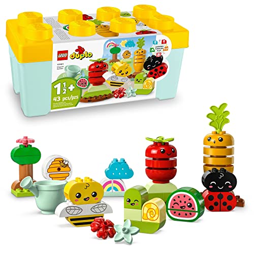 LEGO DUPLO My First Organic Garden Brick Box 10984 Stacking Toys for Babies and Toddlers 15 Years Old Learning Toy with Ladybug Bumblebee Fruit Veg 0 belly baby and beyond