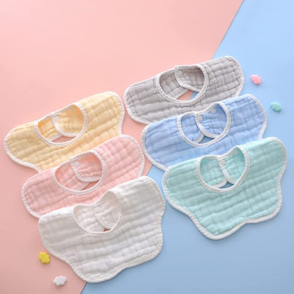 Mccotwe Muslin Baby Bibs Drool Teething Bibs Lap shoulder Cloths Bibs 8 Layer Organic Cotton for Unisex Boys Girls Adjustable 0 0 belly baby and beyond