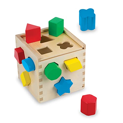 Melissa Doug Shape Sorting Cube Classic Wooden Toy With 12 Shapes Kids Shape Sorter Toys For Toddlers Ages 2 0 belly baby and beyond