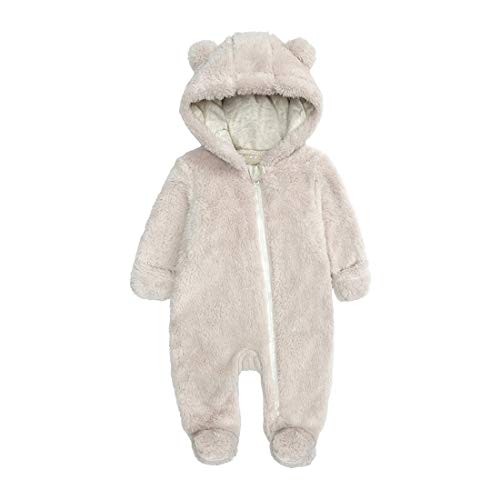 Newborn Baby Snowsuit Fleece Lined Onesie Jumpsuit Warm Hooded Romper for Infant 0 belly baby and beyond