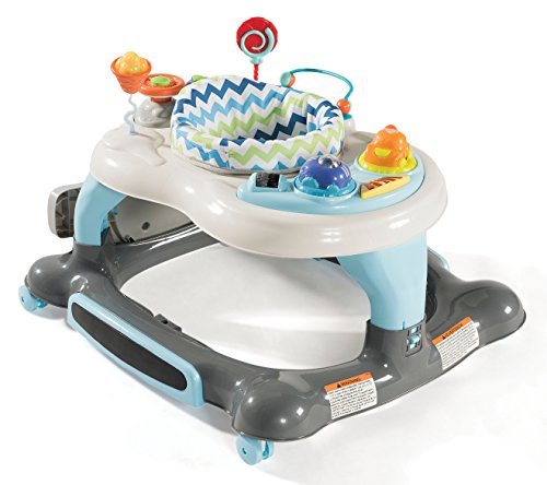 Storkcraft 3 in 1 Activity Walker and Rocker with Jumping Board Feeding Tray Interactive Toy Tray for Toddlers Infants BlueGray 0 belly baby and beyond
