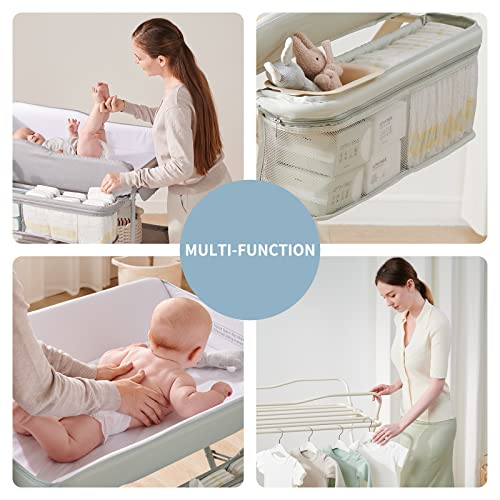 Sweeby Portable Baby Changing Table Foldable Changing Table Dresser Changing Station for Infant Waterproof Diaper Changing Table Pad Topper Mobile Nursery Organizer for Newborn Essentials Grey 0 2 belly baby and beyond