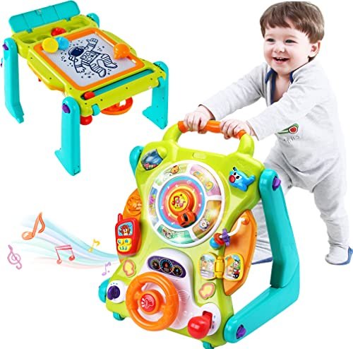 iPlay iLearn 3 in 1 Baby Walker Sit to Stand Toys Kids Activity Center Toddlers Musical Fun Table Lights and Sounds Learning Birthday Gift for 9 12 18 Months 1 2 Year Old Infant Boy Girl 0 belly baby and beyond
