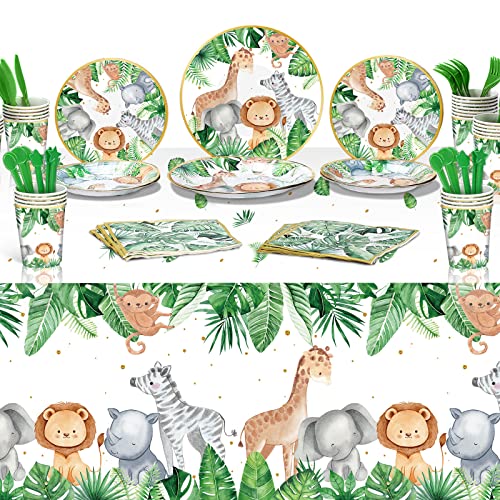 170 Pcs Jungle Safari Party Supplies Jungle Baby Shower Decorations Jungle Party Plates and Cups and Napkins Sets Jungle Tablecloth Safari Theme Party Supplies for Birthday Baby Shower Serve 24 0 belly baby and beyond