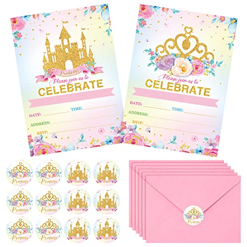 24 Set Princess Baby Shower Invitation Pink Princess Birthday Invitation Cards with Envelopes and Stickers Royal Little Princess Invitation for Baby Shower Birthday Party Supplies Happy Birthday 0 belly baby and beyond