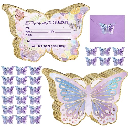 24 Sets Mermaid Birthday Invitations with Envelopes and Mermaid Stickers Glitter Unicorn Butterfly Invitations for Kids Birthday Party Baby Shower Mermaid Themed Party Supplies Pool Party Butterfly 0 belly baby and beyond