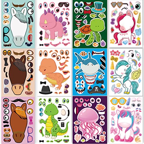 24 Sheets 82759 Make Your Own Stickers for Kids Toddlers Make a Face Stickers Mix and Match with Unicorn Dinosaur Horse and Sea Animals for Kids Party Favors Activities 0 belly baby and beyond