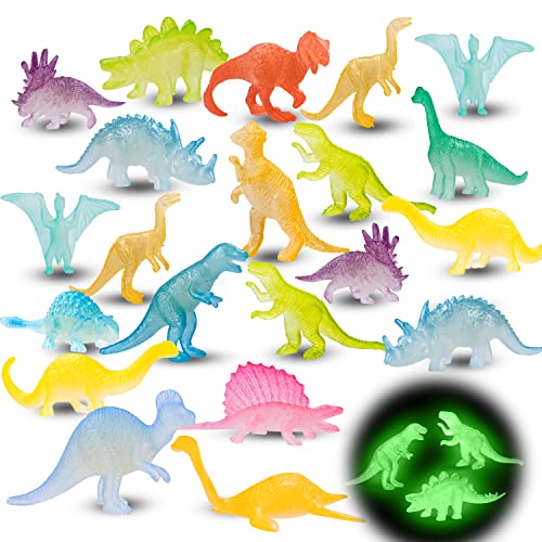 48pcs Glow in Dark Mini Dinosaur Figures Party Favors Cupcake Toppers Goodie Bags Classroom Prizes and Easter Egg Fillers for Kids 0 belly baby and beyond