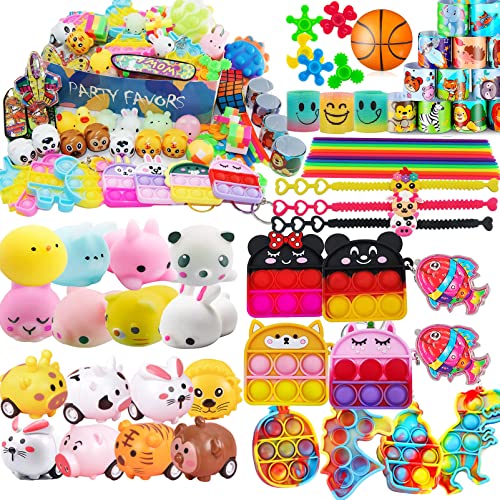 57PC Premium Party Favors for KidsAssortment Cute Mini Pop Toys for Classroom RewardsCarnival PrizesPinata FillersTreasure Chest Prize Box Goody Bag Stuffers for 3 6 10 Boys and Girls 0 belly baby and beyond