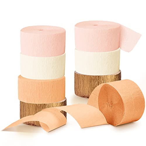 AOBKIAT Wedding Decor Gold Pink Peach Crepe Paper 8 PCS Streamers Party Decorations for Wedding Bachelorette Party Birthday Bridal Baby Shower Anniversary Party Backdrop 0 belly baby and beyond