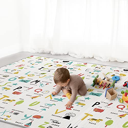 Baby Play Mat 79 X 71Reversible Waterproof Foldable Foam Floor Playmat for Kids Toddlers Extra Large Anti Slip Baby Crawling Mat 0 belly baby and beyond