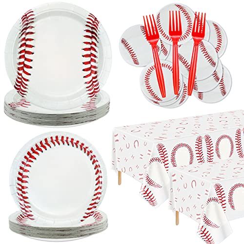 Baseball Party Supplies Serve 40 162Pcs Plates Napkins Tablecloth Forks Set for Kid and Baseball Fans Baseball Theme Party Decorations 0 belly baby and beyond