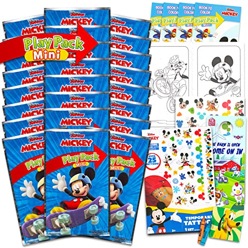 Beach Kids Disney Mickey Mouse Birthday Party Favors Set Bundle with 24 Mickey Play Packs Mini Coloring Books Stickers and More for Goodie Bags Mickey Mouse Party Supplies 0 belly baby and beyond