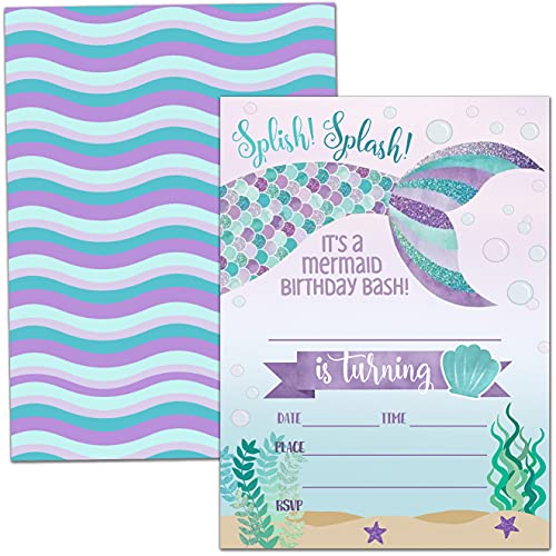 Birthday Party Invitation Cards Mermaid Party Celebration Splish Splash Its A Mermaid Birthday Bash Invite Party Supplies Favors 20 Cards With 20 Envelopes meiRY03 0 belly baby and beyond