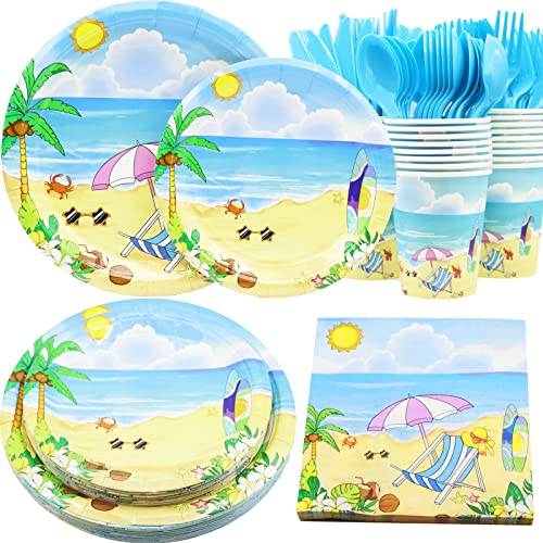 Decodinli Beach Party Supplies Serves 25 Beach Party Decorations Beach Paper Plates and Napkins Set Beach Birthday Plates Summer theme Beach Pool Party Disposable Beach Baby Shower Tableware Set 0 belly baby and beyond