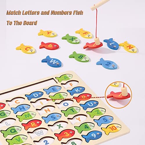 Wooden Magnetic Fishing Game Toy, Alphabet & Number Recognition Early  Education Puzzle Toy