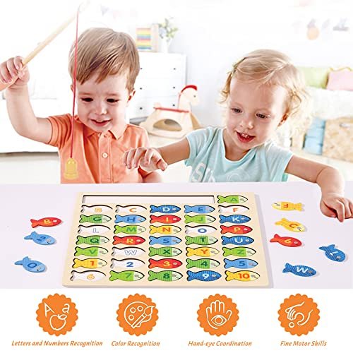 Buy Diaodey Wooden Magnetic Fishing Game for Toddlers 1-3