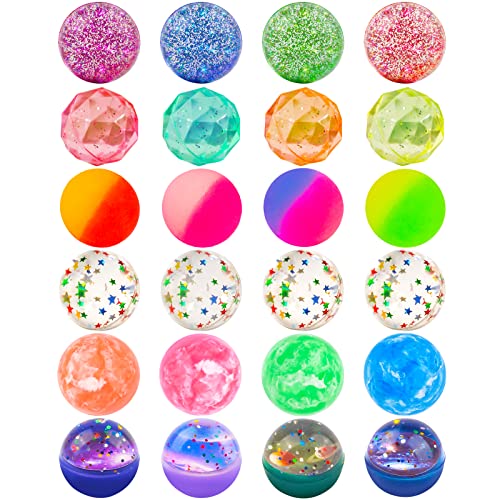 Ecoofor Bouncy Balls for Kids 24 Pieces 6 Styles 32mm Assorted Bouncy Balls with Storage Bag for Birthday Party Favors 0 belly baby and beyond