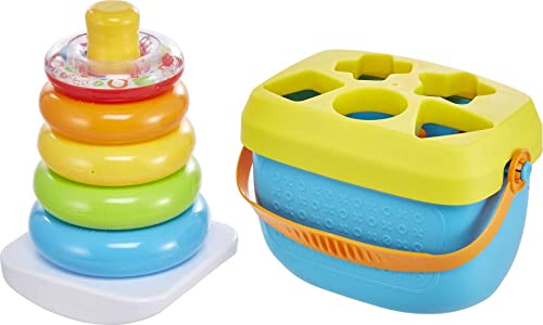 Fisher Price Infant Gift Set with Babys First Blocks 10 Shapes and Rock a Stack Ring Stacking Toy for Ages 6 Months Amazon Exclusive 0 belly baby and beyond