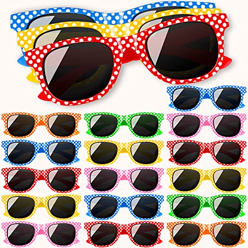 GINMIC Kids Sunglasses Bulk 24Pack Retro Polka Dot Sunglasses for Kids Boys and Girls Party Favors Neon Sunglasses with UV 400 Protected for Summer Beach Pool Birthday Graduation Party Toys Supplies 0 belly baby and beyond