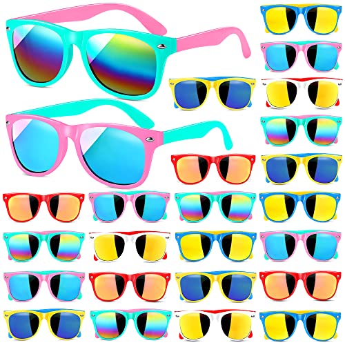 GINMIC Kids sunglasses 24Pack Neon Party Favor with UV Protection in Bulk for Boys and Girls Age 3 6 0 belly baby and beyond