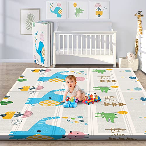 Gimars XL BPA Free 06 in Thickest Foldable Baby Play Mat Waterproof Padded Foam Floor Baby Crawling Mat Portable Play mat for Babies and Toddlers InfantsBoysGirls Indoor Outdoor Use 79 x71 0 belly baby and beyond