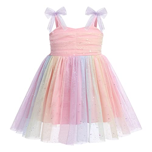 IMEKIS Toddler Baby Girl First Birthday Outfit Princess Dress Shiny Rainbow Cake Smash Photo Shoot 0 belly baby and beyond