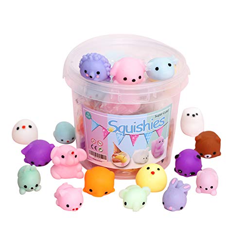 KINGYAO Squishies Squishy Toy 24pcs Party Favors for Kids Mochi Squishy Toy moji Kids Mini Kawaii squishies Mochi Stress Reliever Anxiety Toys Easter Basket Stuffers fillers with Storage Box 0 belly baby and beyond