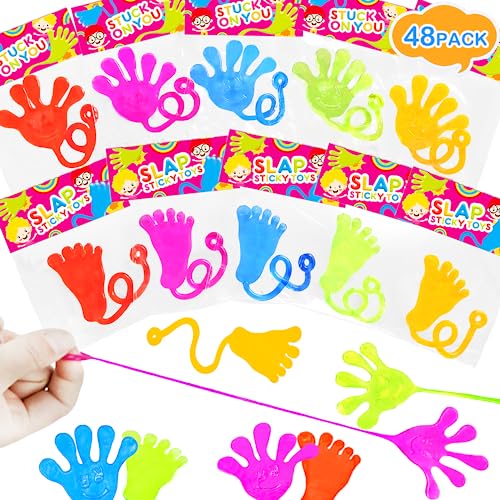 Kids Party Favors Goodie Bags Stuffer Fillers Slap Sticky Hands Feet Toys48 PCS for Halloween Non Candy Treats and Prizes Birthday Pinata Gifts Classroom Treasure Box for Boys and Girls 0 belly baby and beyond