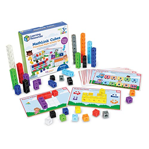 Learning Resources MathLink Cubes Preschool Math Activity Set 115 Pieces Ages 3 Preschool STEM Activities Math Activity Set and Games for Kids 0 belly baby and beyond