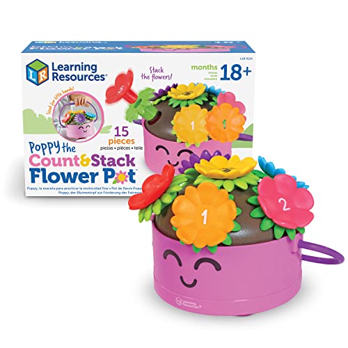 Learning Resources Poppy the Count Stack Flower Pot 15 Pieces Fine Motor Skills Toys for Toddlers Preschool Toys Ages 18 Months 0 belly baby and beyond