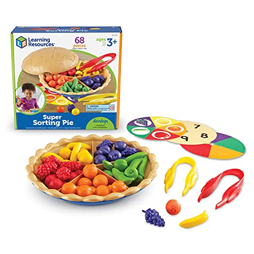 Learning Resources Super Sorting Pie 68 Pieces Ages 3 Toddler Fine Motor Toy Preschool Learning Games Develops Counting and Color Recognition Pretend Play Food Kids Tweezers 0 belly baby and beyond