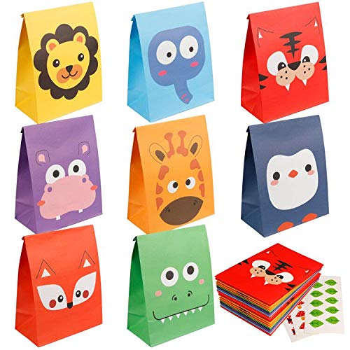 Mocoosy 24 Pieces Animal Party Favor Bags Kids Goodie Bags for Birthday Party Animal Candy Treat Bags Colorful Party Paper Gift Bags for Jungle Safari Theme Birthday Party Baby Shower Supplies 0 belly baby and beyond