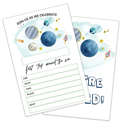 Outer Space Birthday Party Invitations First Trip Around the Sun Birthday Invitation for Baby Boy 1st Birthday Party Decoration Party Supplies20 Invites Envelopes 0 belly baby and beyond