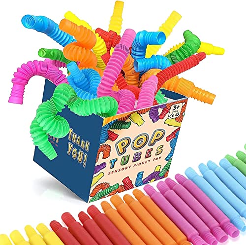 Pop Tubes Mini 24 Packs Sensory Fidget Stretch Tubes Bulk Toys for Kindergarten Stress Relief for AHD ADD Toddlers DIY Learning for Preschool Birthday Classroom Gifts Party Favors Kids Prize 0 belly baby and beyond