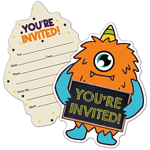 RZHV 15 Pack Monster Bash Shaped Fill In Invitations Cards With Envelopes for Boys Girls Adults Funny Baby Shower Party Birthday Party Costume Party Invite Baby Shower 0 belly baby and beyond