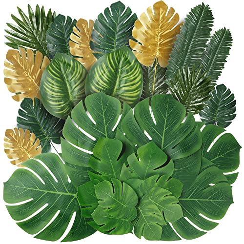 Sggvecsy 82 Pieces 8 Kinds Artificial Tropical Palm Leaves Tropical Leaves Monstera Leaves Safari Jungle Leaf with Stems for Hawaiian Luau Party Beach Table Wedding Shower Birthday Theme Decorations 0 belly baby and beyond