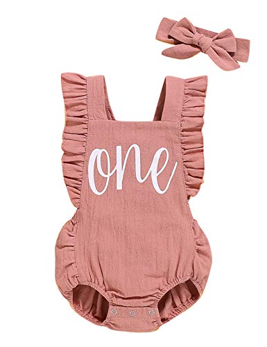 Shalofer Baby Girl First Birthday Outfit 1st Birthday Bodysuit with Headband 0 belly baby and beyond