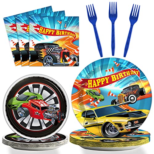 Tevxj 96 Pcs Racing Car Tableware Set Hot Car Party Supplies Happy Birthday Dinnerware Disposable Racing Car Birthday Plates Napkins Party Decorations for Kids Boys Birthday Party Favor for 24 Guests 0 belly baby and beyond