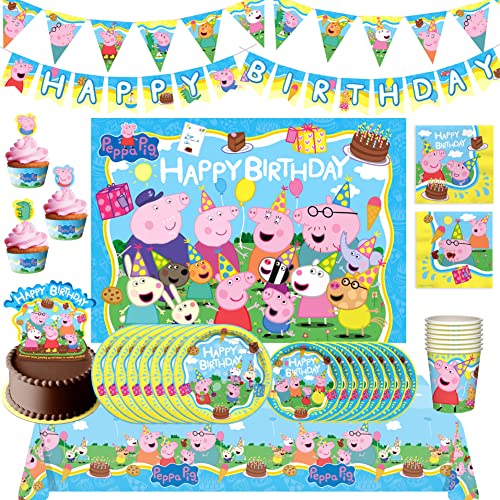 Treasures Gifted Peppa Pig Birthday Party Supplies Serves 16 Guests Ultimate Set of Peppa Pig Party Supplies Peppa Pig Decorations Peppa Pig Backdrop Peppa Pig Cake Topper More 0 belly baby and beyond